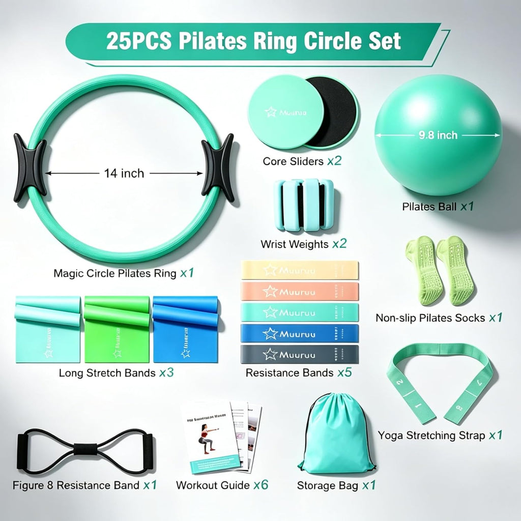 Transform Your Fitness Journey: Complete Home Pilates Equipment Kit with Magic Circle, Resistance Bands, Weights & More for Women