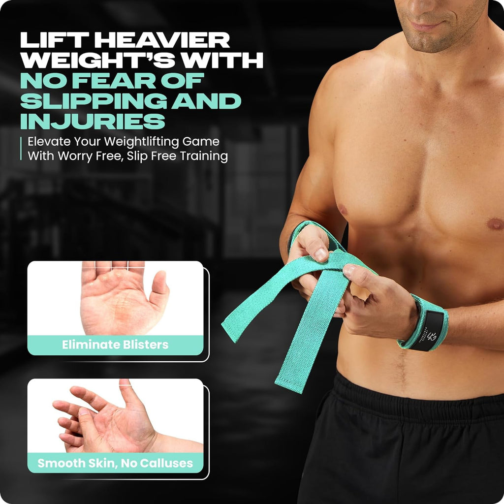 Elevate Your Workout with Adjustable Teal Neoprene Weightlifting Wrist Straps - 2-Pack for Ultimate Support