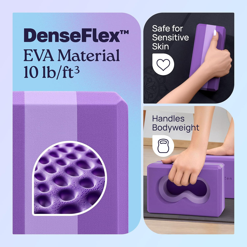 Transform Your Yoga Practice: Deep-Zen® 2-Pack Yoga Blocks Set with Wrist Support, Knee Pads, and Strap for Ultimate Comfort and Stability