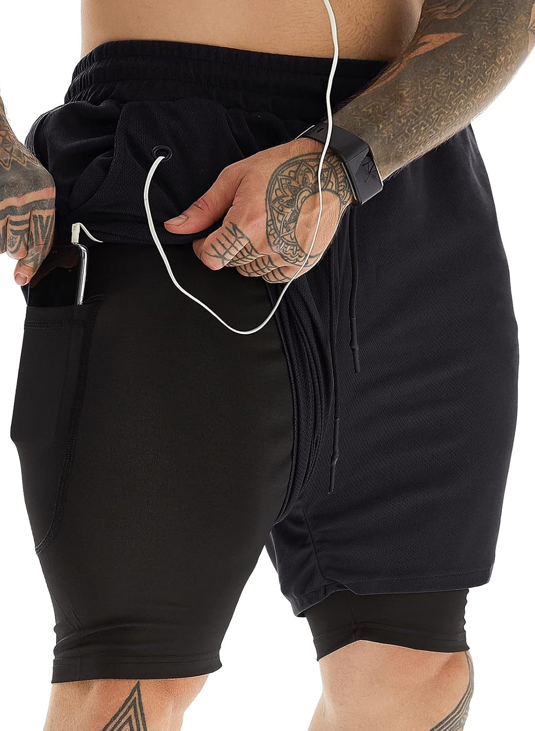 Elevate Your Workout with JWJ Men's 2-in-1 Lightweight 7-Inch Running Shorts Featuring Compression Liner - Ideal for Gym and Outdoor Adventures