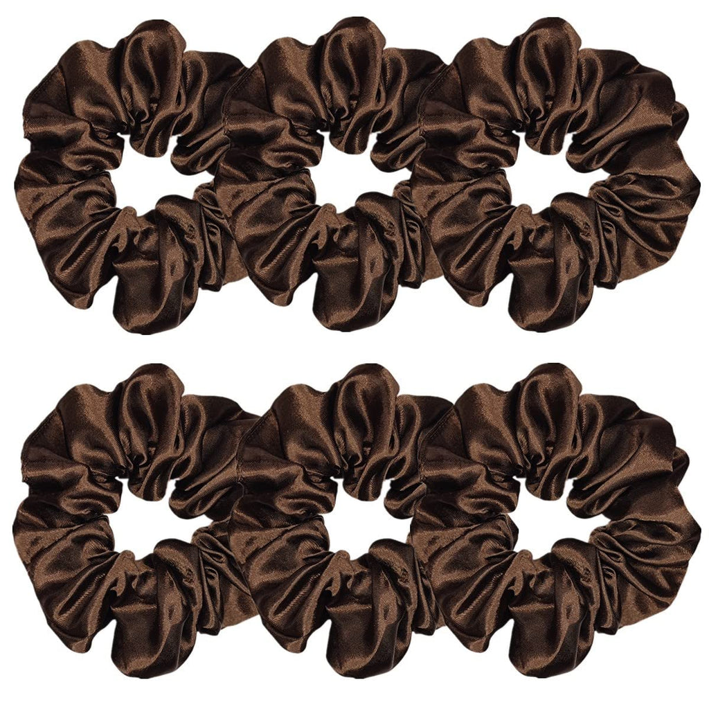 Indulge in Style with Luxurious 6 Pcs Satin Silk Hair Scrunchies - Soft, Stylish Hair Ties in Assorted Purple Shades for Women & Girls