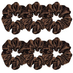 Indulge in Style with Luxurious 6 Pcs Satin Silk Hair Scrunchies - Soft, Stylish Hair Ties in Assorted Purple Shades for Women & Girls