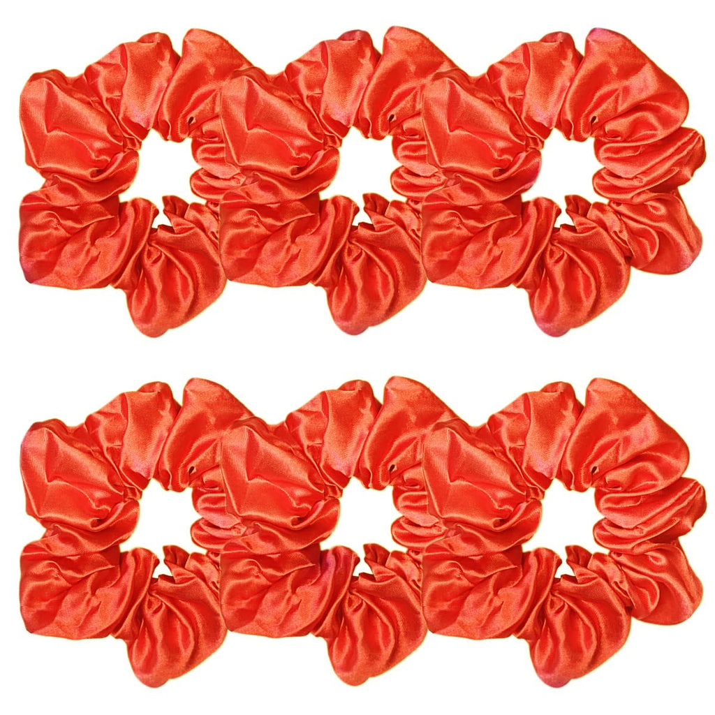 Indulge in Style with Luxurious 6 Pcs Satin Silk Hair Scrunchies - Soft, Stylish Hair Ties in Assorted Purple Shades for Women & Girls
