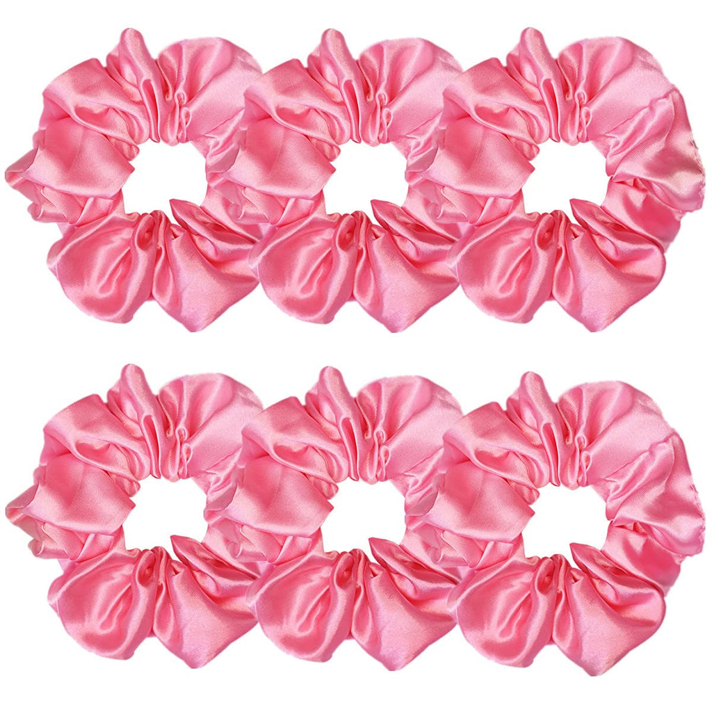 Indulge in Style with Luxurious 6 Pcs Satin Silk Hair Scrunchies - Soft, Stylish Hair Ties in Assorted Purple Shades for Women & Girls