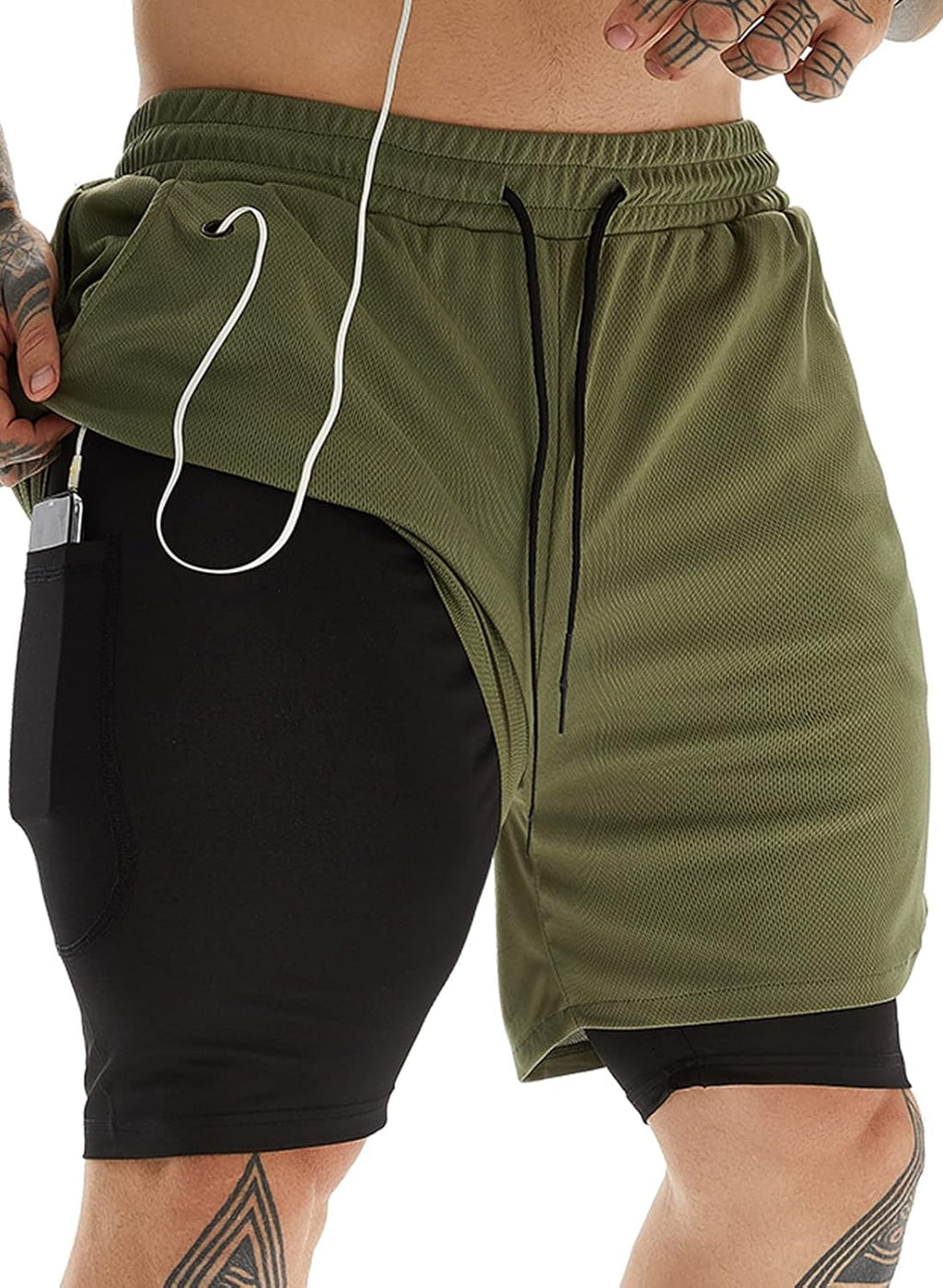 Elevate Your Workout with JWJ Men's 2-in-1 Lightweight 7-Inch Running Shorts Featuring Compression Liner - Ideal for Gym and Outdoor Adventures