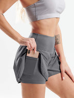 Unleash Your Potential with CADMUS Women's 2-in-1 Athletic Workout Shorts - Gym-Ready with Handy Phone Pockets!