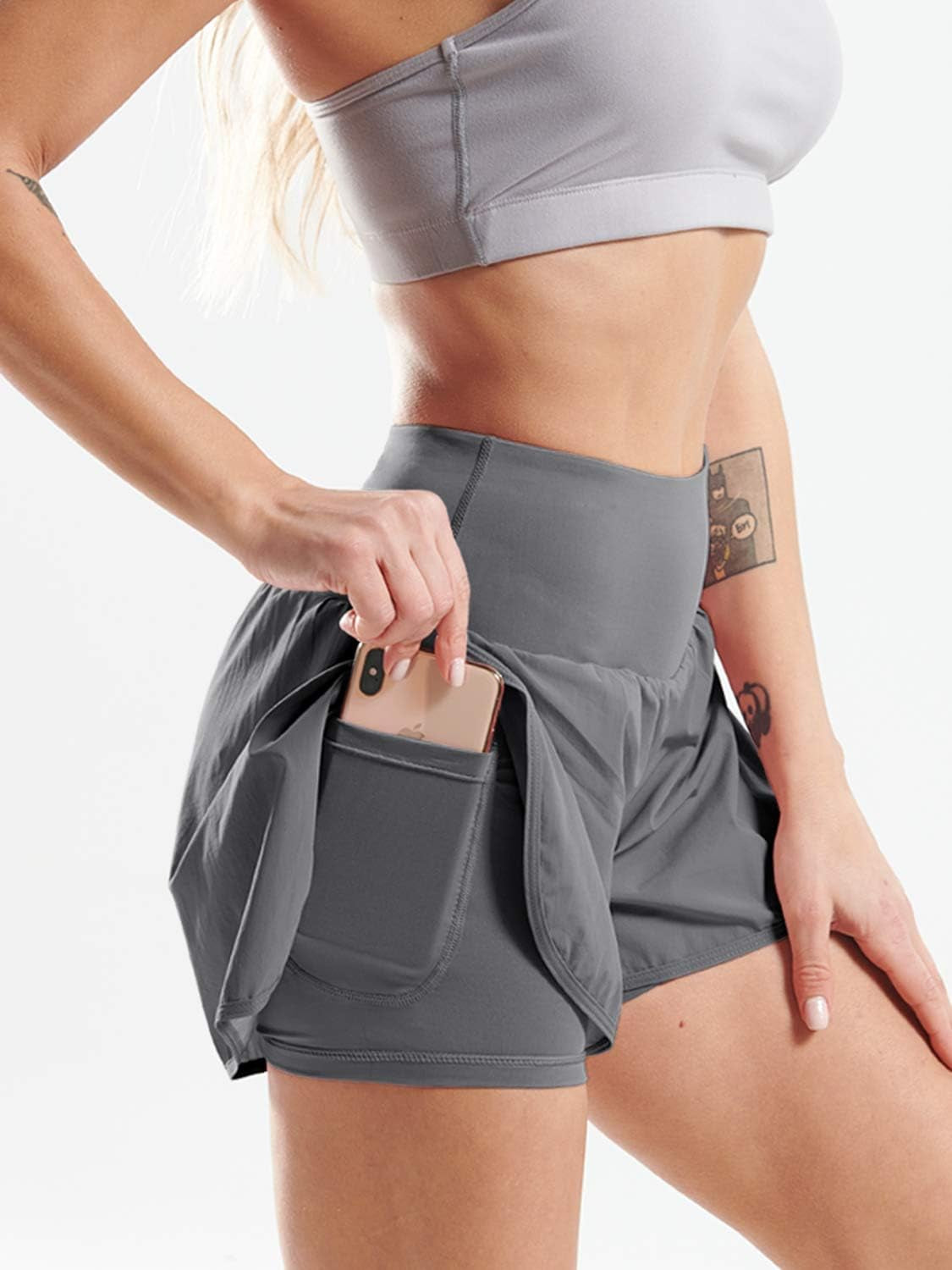 Unleash Your Potential with CADMUS Women's 2-in-1 Athletic Workout Shorts - Gym-Ready with Handy Phone Pockets!