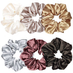 Indulge in Style with Luxurious 6 Pcs Satin Silk Hair Scrunchies - Soft, Stylish Hair Ties in Assorted Purple Shades for Women & Girls