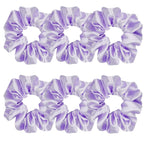 Indulge in Style with Luxurious 6 Pcs Satin Silk Hair Scrunchies - Soft, Stylish Hair Ties in Assorted Purple Shades for Women & Girls