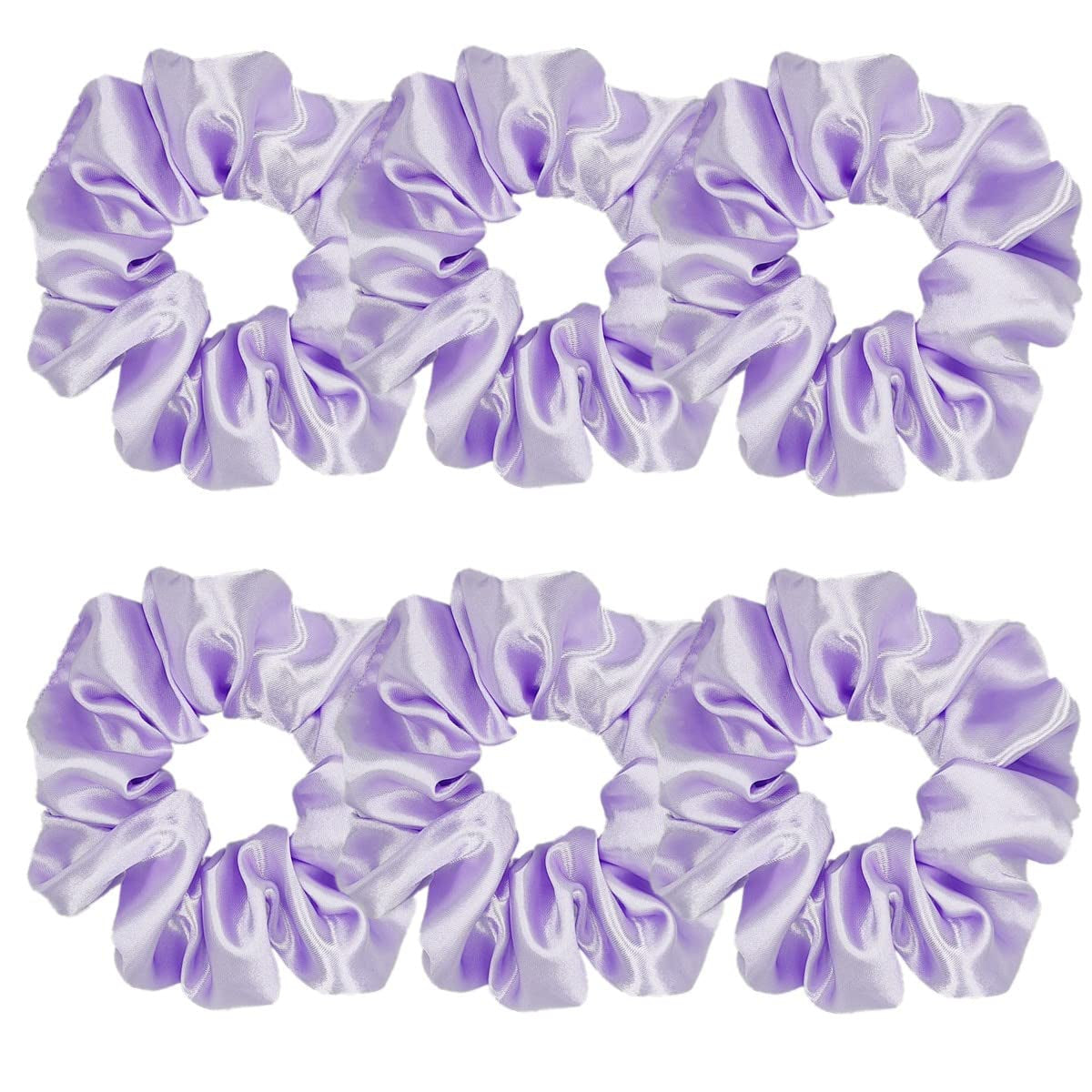 Indulge in Style with Luxurious 6 Pcs Satin Silk Hair Scrunchies - Soft, Stylish Hair Ties in Assorted Purple Shades for Women & Girls